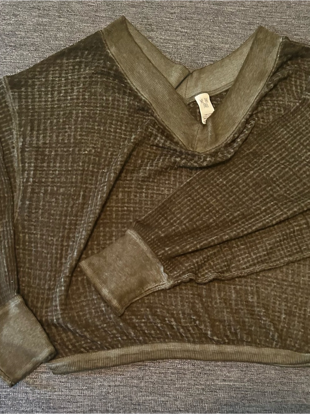 We The Free Olive Green Thermal Crewneck Sweat